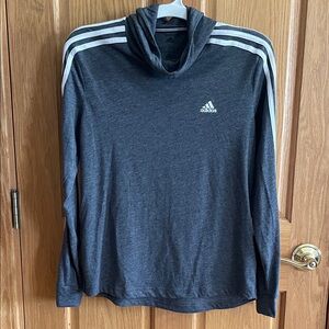 Adidas Dark Gray Climalite Pullover Hoodie with White Accents